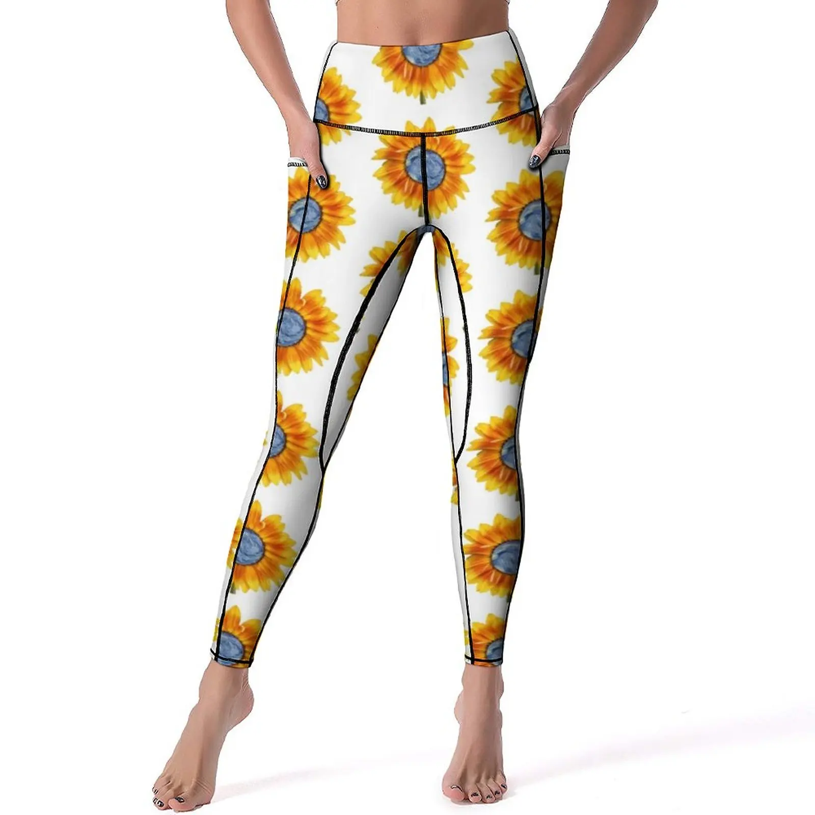 

Sunflower Art Yoga Pants Pockets Van Gogh Starry Night Leggings Push Up Cute Yoga Sports Tights Stretch Fitness Running Leggins