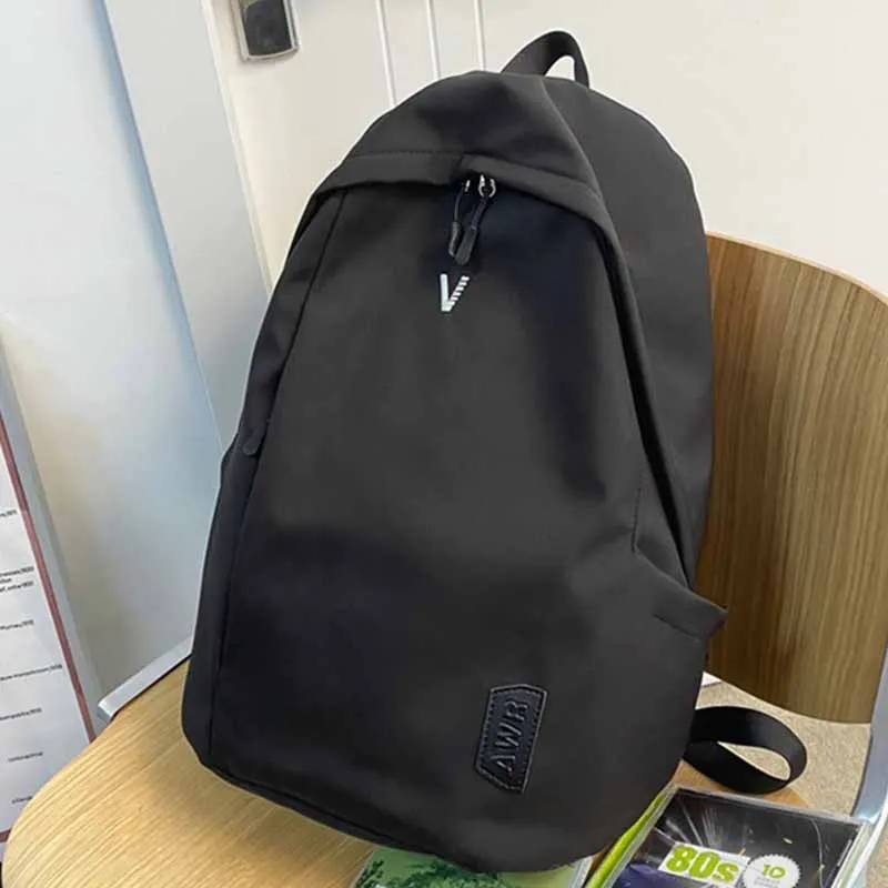 

Black Nylon Large-capacity Letters Male and Female College Students Daily Double Chain Backpack 2022 New Trend Ins Simple Travel