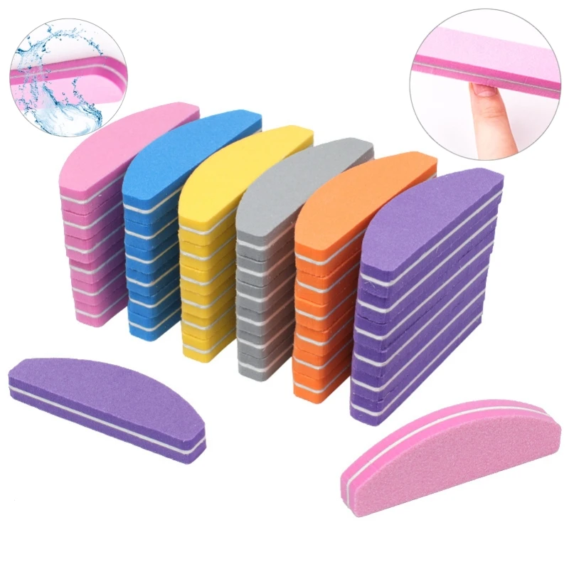 

5/10pcs 100/180 Double-sided Mini Grit Nail File Colorful Sponge Polish Sanding Buffer Polishing Manicure Tools Washable Emery