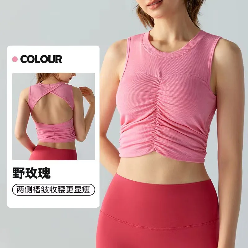 Майка для йоги KE611 с бюстгальтером спортивный Топ женщин спортивная одежда