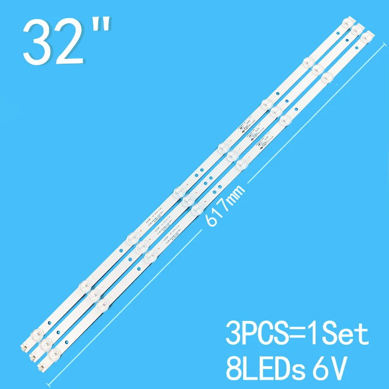 

New 3PCS/lot 8LEDs 3V 617mm For 32" LCD TV K320WD 4708-K320WD-A2213K01 A4213K01 471R1055 471R1P53 LE32D59 32PFL3043 32PFL3045