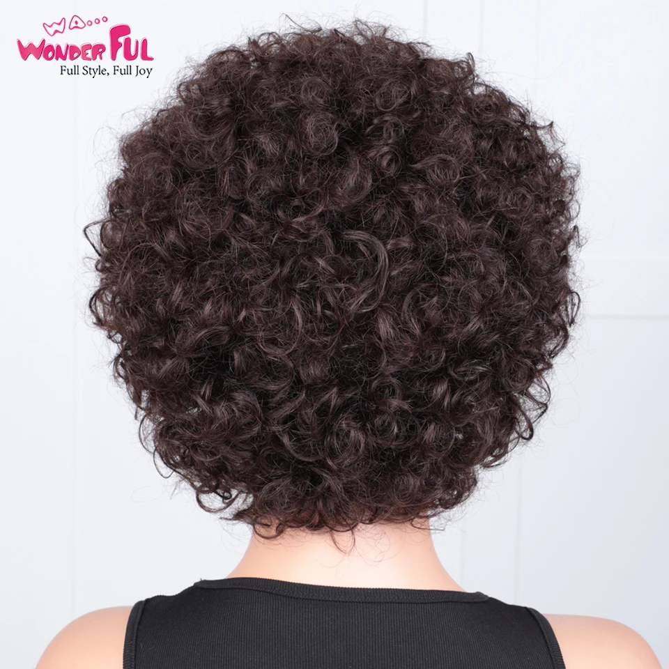 Замечательные короткие бразильские вьющиеся человеческие волосы парики с