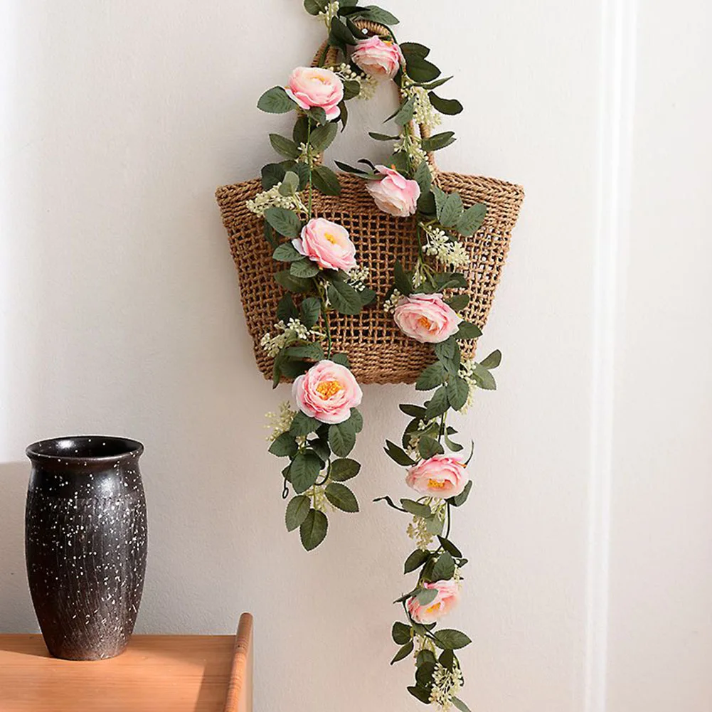

High-quality Artificial Flowers Rose Ivy Vine Wedding Decoration Real Touch Silk Flower String Home Hanging Garland Party Decor