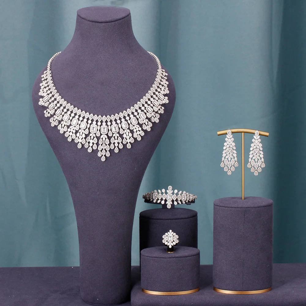 

SZE SANG SANG Luxury Cubic Zirconia Jewelry Sets For Women Crystal Set Wedding & Engagement Party Dudai Africa Middle East Gift