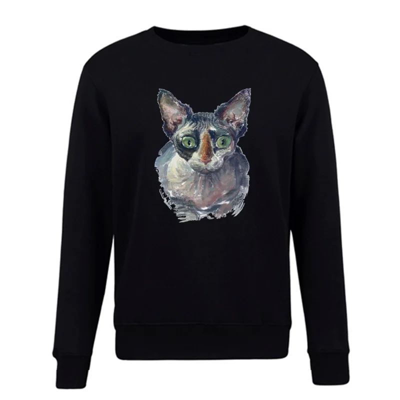 

Men Sweatshirts Fleece Boy's Tops & Coat Fashion Unisex pullover Round Neck hoodies Funny Sphynx Cat Canvas Painting
