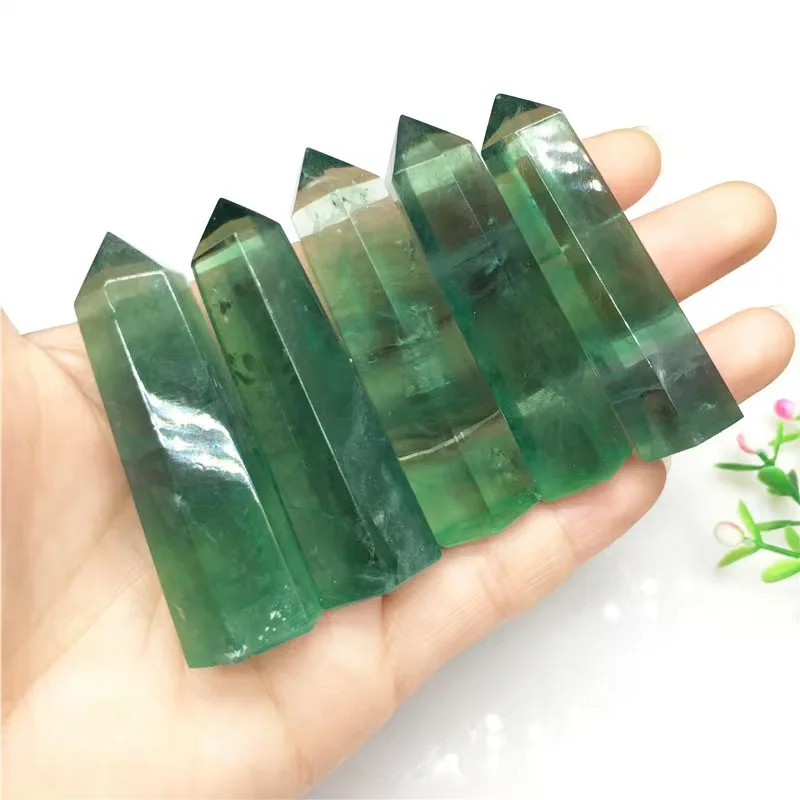 

7-9cm Natural Green Fluorite Quartz Crystal Stone Point Healing Hexagonal Obelisk Wand Reiki