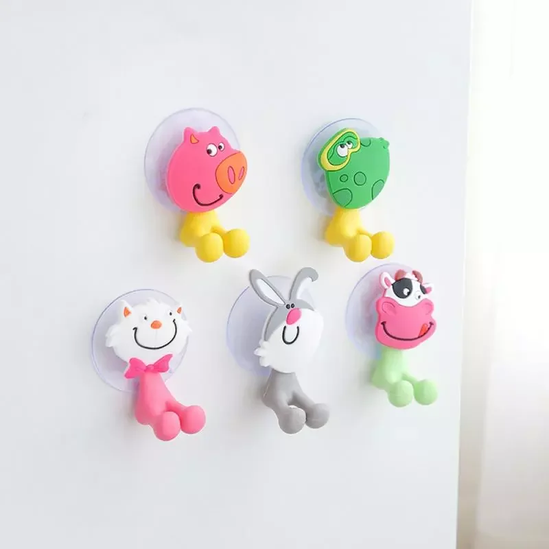 

2022New Wall Mounted Suction Cup Toothbrush Holder Rack Suction Hooks Bathroom Lovely Cartoon Children Toothbrush Stand Organize