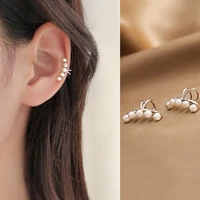 1pc pearl clip on earrings fashion jewelry accessory gold silver color pearl cuff earrings non piercing wraps for women girls