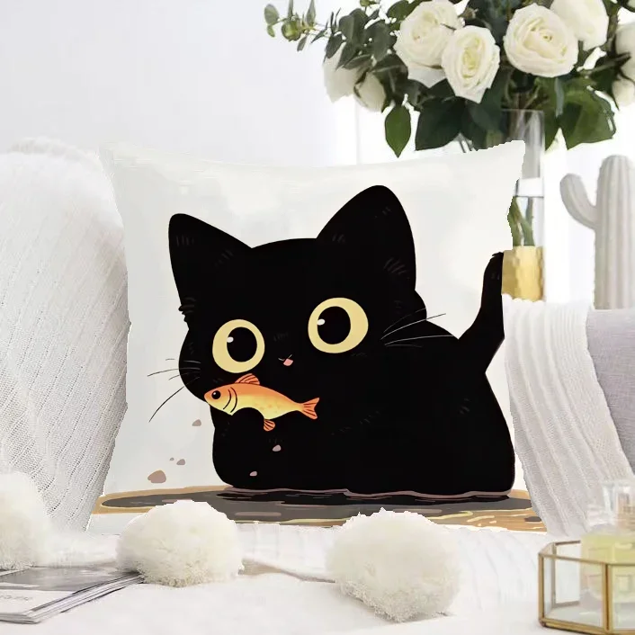 Симпатичная Черная Φ офисная гостиная диван домашняя наволочка 40x40 см 16x16 дюймов