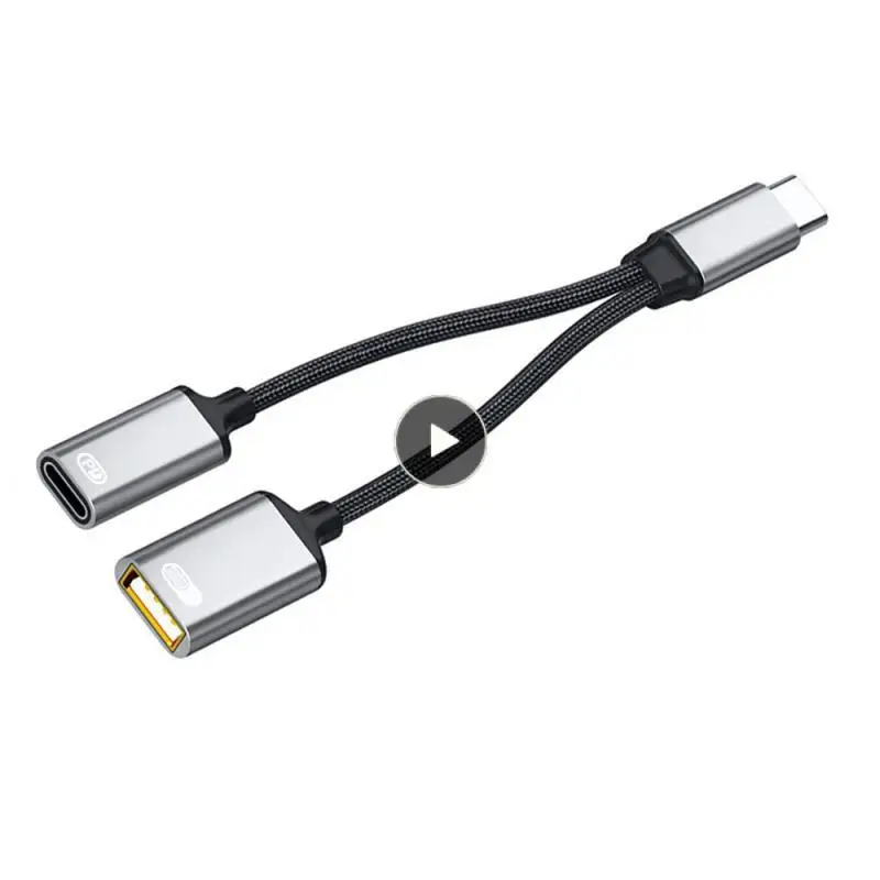 

30w Pd Type-c Male To Usb-c Female Splitter Adapter Multifunction Usb Female Splitter Adapter 2 In 1 Fast Charging Type-c Otg
