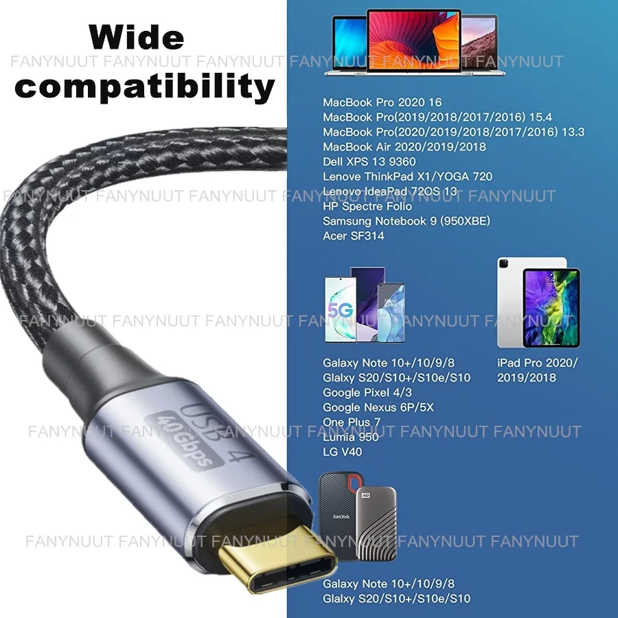 USB4 40Gbps Cable USB 4 Data Cable Compatible Thunderbolt 3 4K 5K@60Hz 100W 5A Fast Charging for M1 Macbook Pro Type C to USB C images - 6