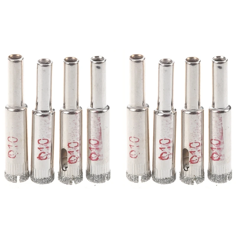

8 Pcs 10Mm Dia Diamond Coated Drill Bit Marble Tile Glass Hole Saw Cutting Tool