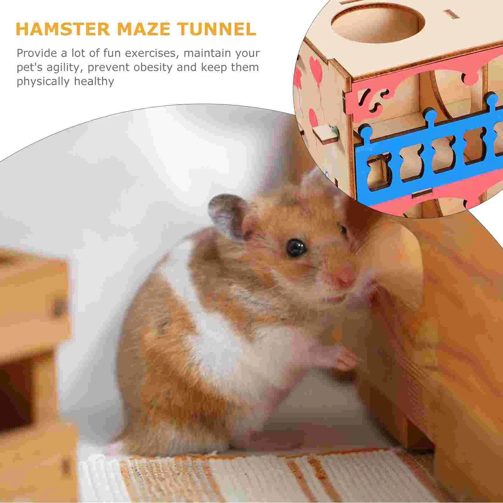 Dwarf Hamster Accessories Tubes and Tunnels Kit Villa Maze Toy Small Pet Exploring Wooden