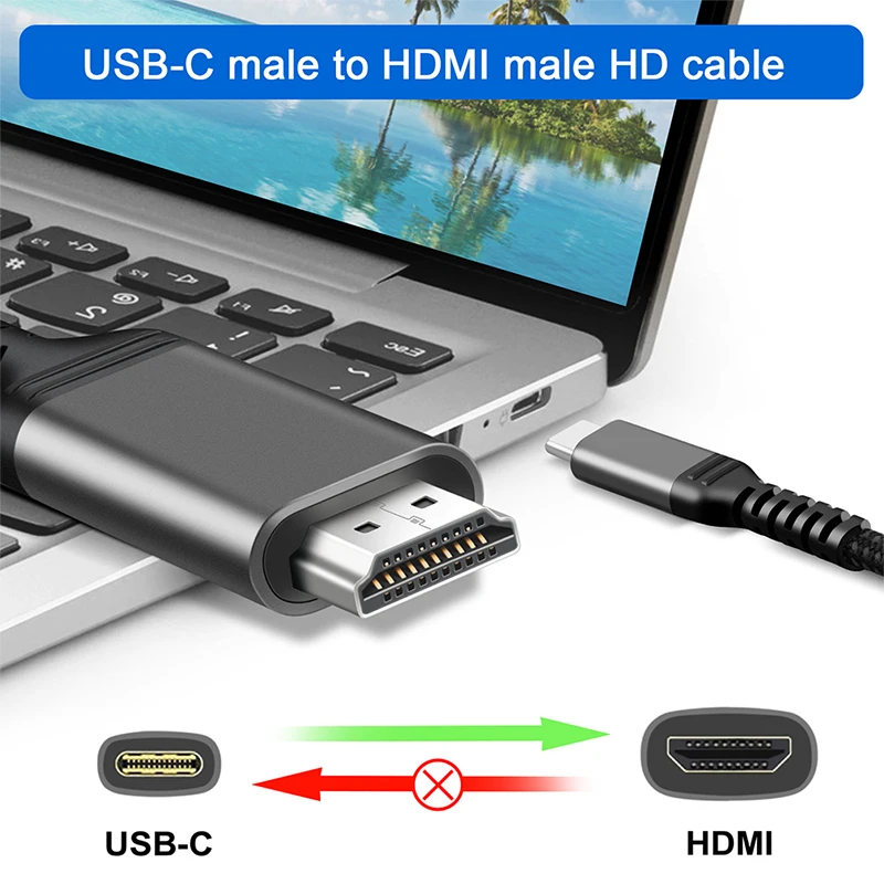 

New 2M USB Type-C To HDMI-Compatible 4K60hz Resolution Type-c To HDMI Female HD Adapter Cable Hot Sale