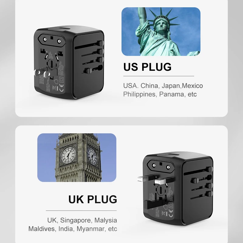 Фото Универсальное дорожное зарядное устройство с 3 USB-портами, 5 В №4