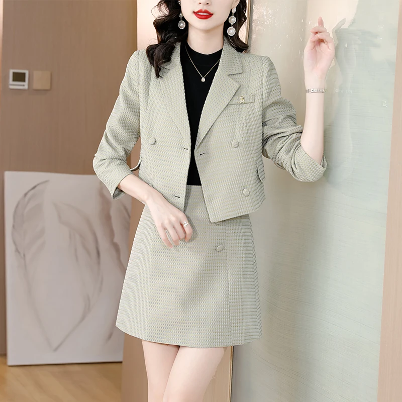 

Women's Suit Skirt Two-piece Set Office Lady Autumn New Style Elegant High-end Jacket Dress Set Fashion Professional Suit Top