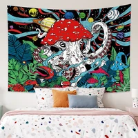 psychedelic magical mushroom tapestry planets monster octopus space galaxy hippie boho wall hanging for living room decoration