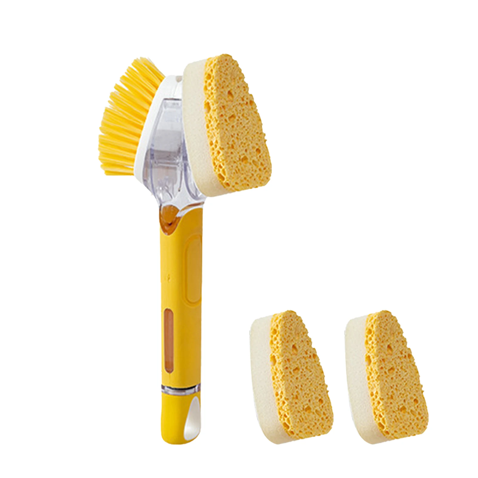 

Scouring Pad For Kitchen Anti Clogging Washing Dish Removable Replaceable Heads Double-sided PP Cleaning Tool Pot Brush Hanging