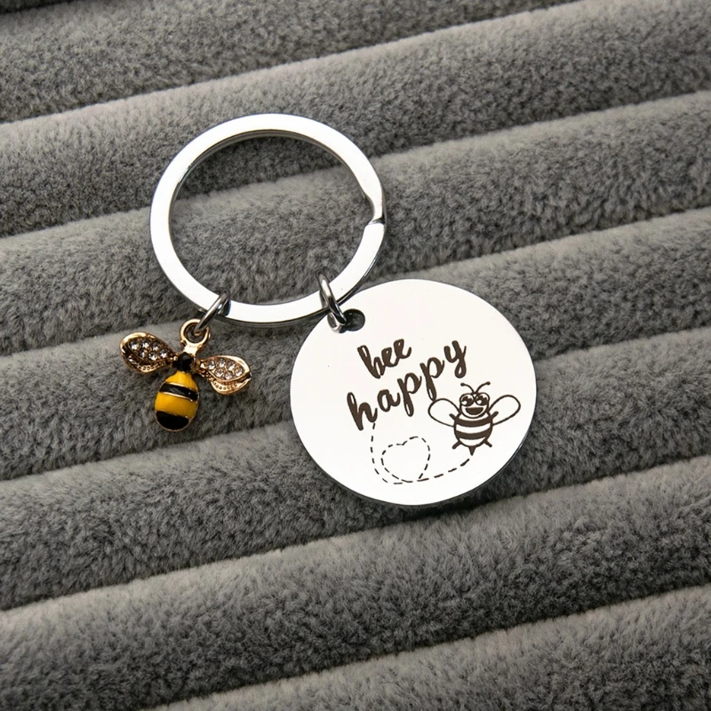 

Family & Friendship Gift Collection Bee Happy Pendant Keychain Keyring