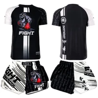 muay thai shorts mma t shirt sports suit gym fitness boxing cage training costume fight sanda martial arts kickboxing tops pants