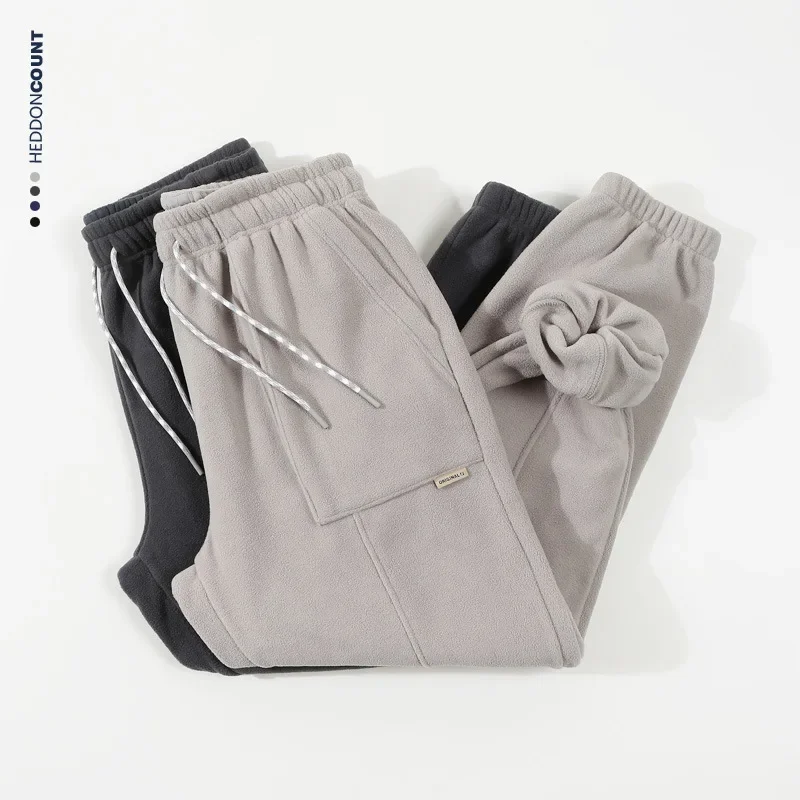 Мужские повседневные брюки новый зимний стиль теплые двусторонние флисовые и