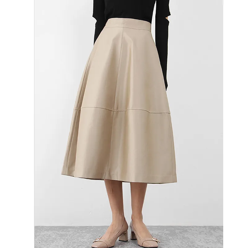 

Women's Runway Fashion Spring Summer Designer Champagne Skirt Female Autumn Winter High Waist A-line Skirt TB2712