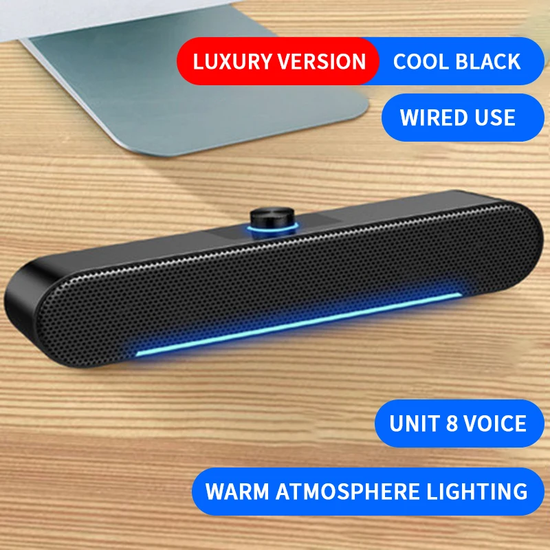 

USB Bluetooth 5.0 Speaker Wired Computer Speaker Bass Stereo Subwoofer Powerful Music Player Sound Bar for PC Laptop