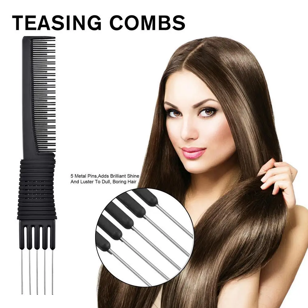 

Black Fine-tooth Hair Comb With Clip Professional Hairdressing Combs Hair Dyeing Highlighting Barber Comb Salon Styling Tools