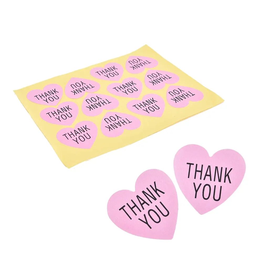 

12*Sticker Labels Pink Heart-shaped For Thank You Packaging Sealed Sticker Stickers for Wedding