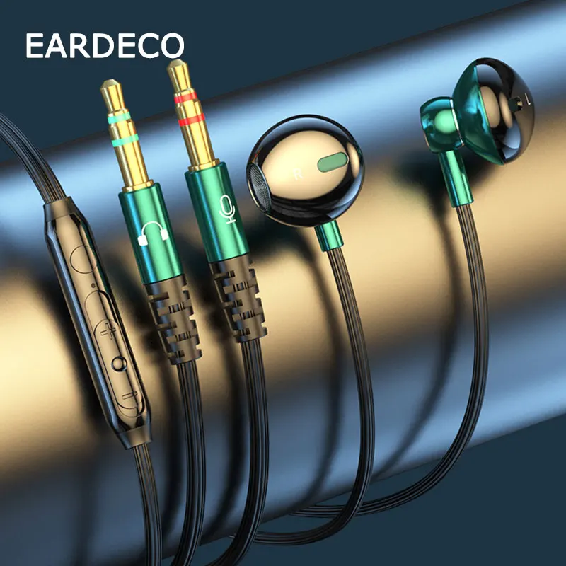 

EARDECO Wired Headphones with Cable Noise Canceling Earphone Sport HiFi Bass Stereo Music Earhook Ear Phones For Computer 3.5MM