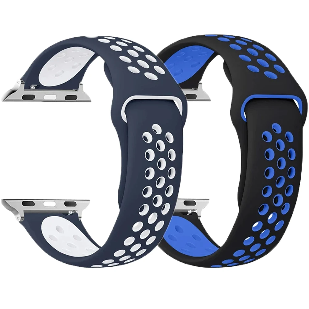 Ремешок силиконовый для Apple Watch Band 42/44/45/49 мм цветной спортивный браслет Iwatch SE 9 8 7 6 5