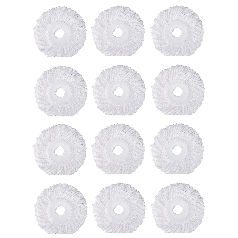 

HOT-12Pcs 360° Spin Mop Replacement Head, Round Shape Microfiber Standard Size Mop Head Refill For Hurricane Mopnado
