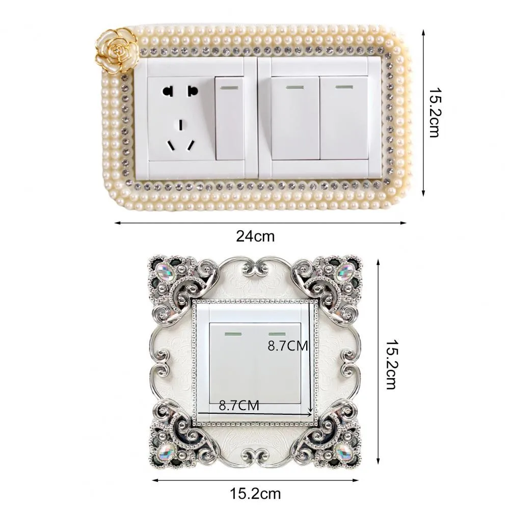

European Portable Socket Decal Switch Luxury Square Lace Light Switch Protective Cover Pastel Home Decor Switch Stickers 1 Piece
