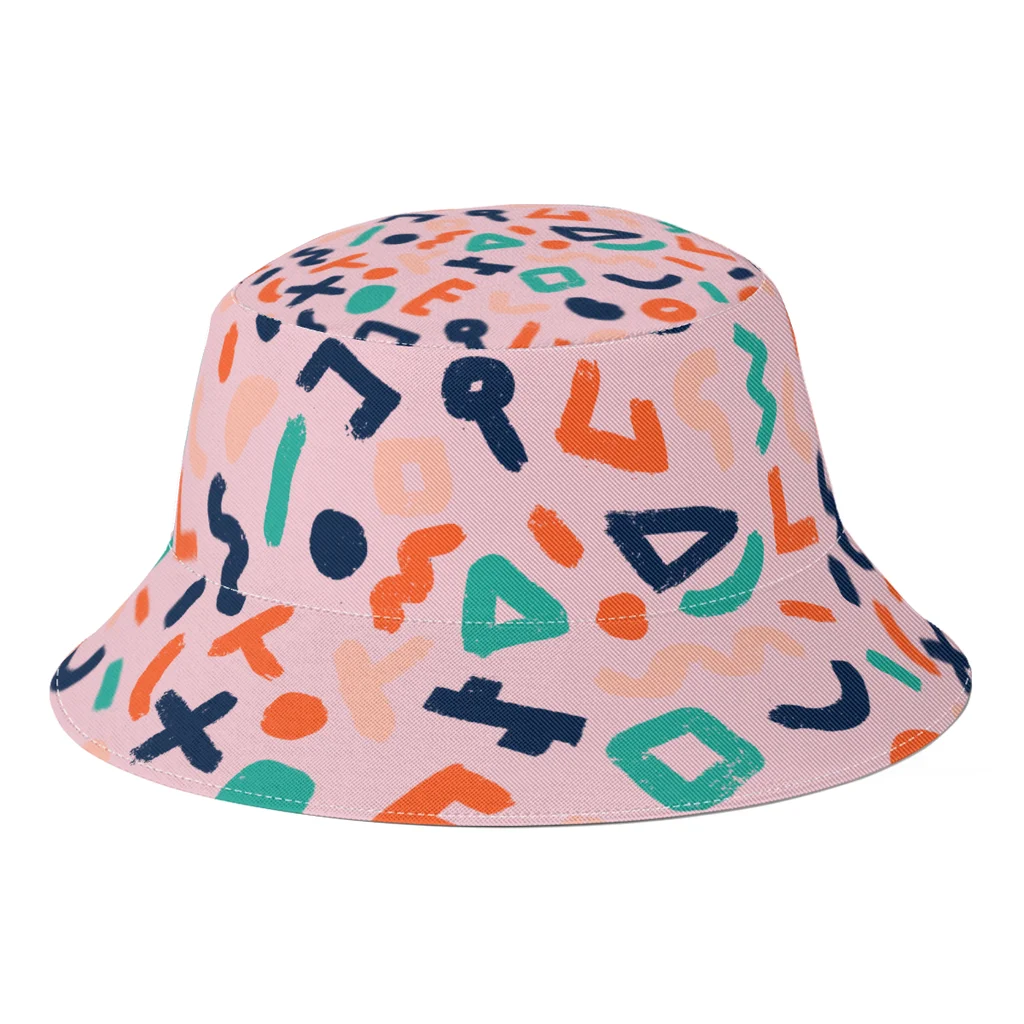 

Spring Abstract Bucket Hats for Unisex Vintage Letter Print Fisherman Hat Travel Boonie Hat