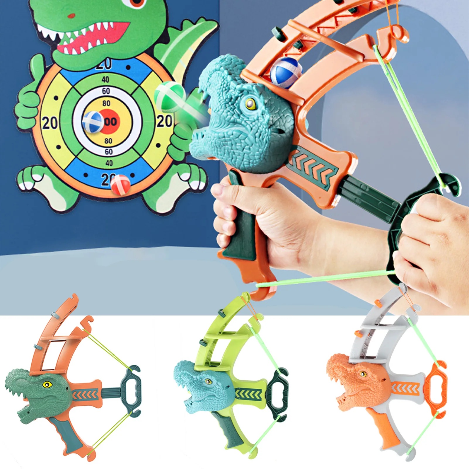 

Dinosaur Shooting Toys For Kids Funny Dinosaur Darts Board Bow Shooting Set Parent-Child Interactive Hand Throwing Sticky Ball