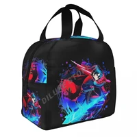anime character with blue and red swords insulated lunch bags print food case cooler warm bento box for kid lunch box for school