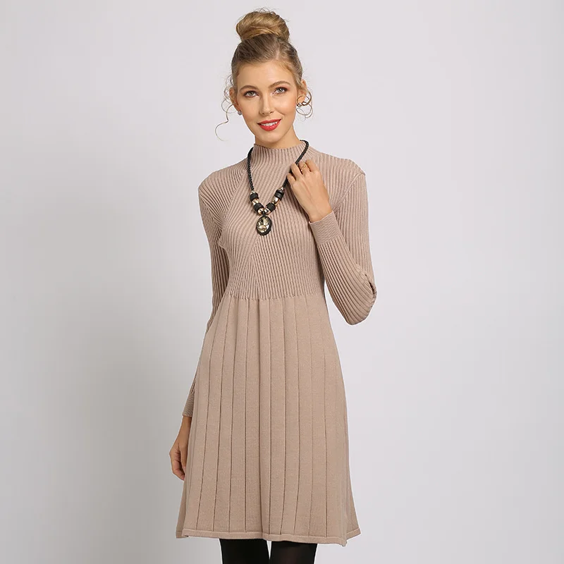 

New 4Winter Sweater Dress Women Lace Up Knitted Dress Female Knitwear Full Sleeve Soft Vestidos Quality Winter Dress