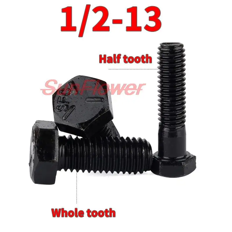 

2PCS 12.9 Grade British Standard Carbon Steel External Hex Outside Hexagon Head Cap Screw Bolt 1/2-13 Inch
