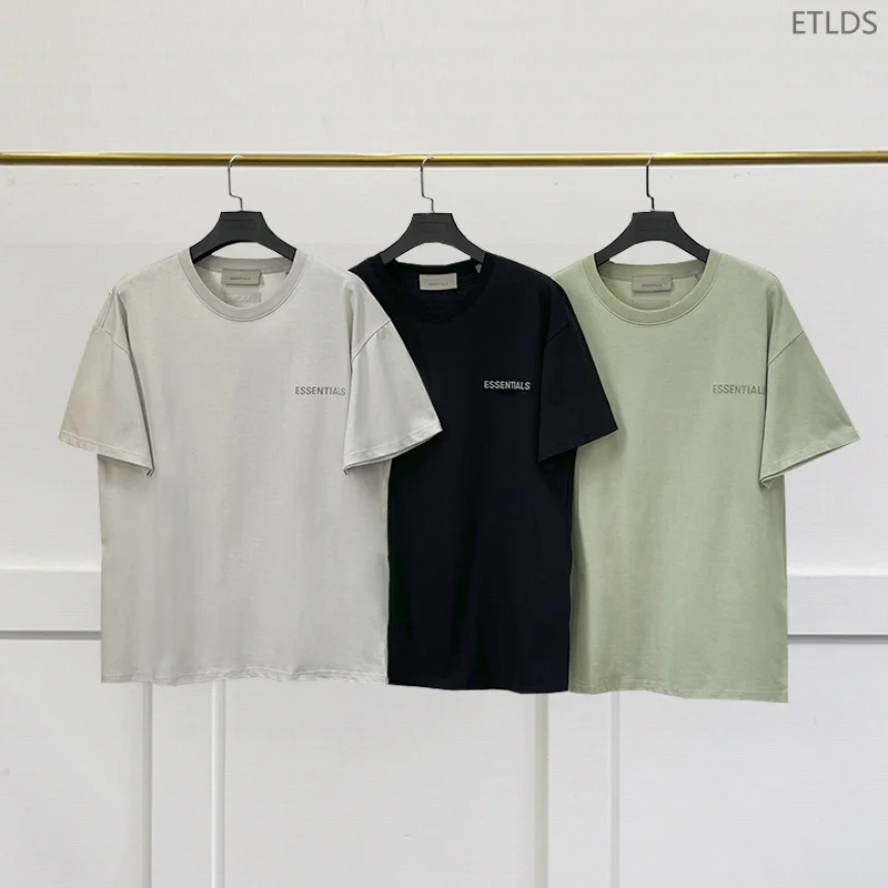 

Fw22 Summer New Fashion Essentials T-Shirt Flocking letter 1:1Short Sleeve High street Hip-Hop Unisex Cotton Oversize T-Shirts