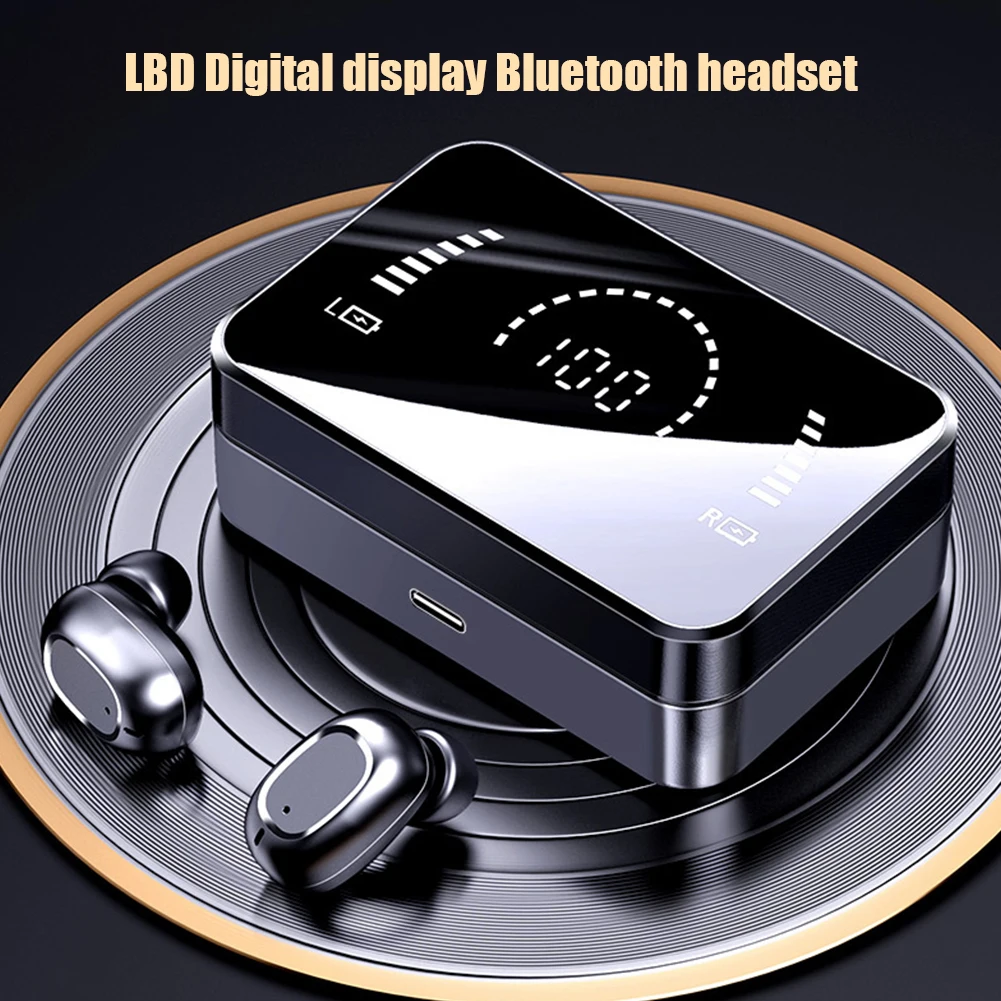 

Беспроводные Bluetooth-наушники, HD зеркальный экран, светодиодный дисплей, наушники с зарядным боксом 3500 мАч, 9D Hi-Fi стереогарнитура