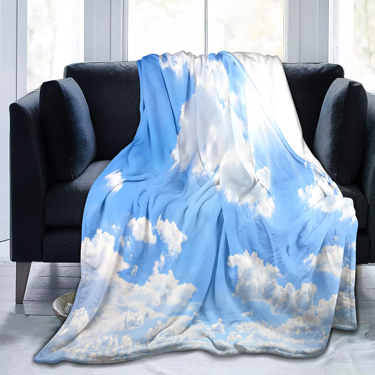 

White Cloud Throw Blanket Blue Sky Blanket for Couch Sofa Bed Blanket Warm Lightweight Super Soft King Queen Size for Kids Teens