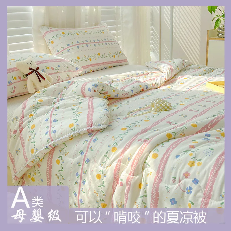 

A Kind Of Summer Quilt Knitted Cotton Summer Cool Quilt Cute Cartoon Soft Air-Conditioned Summer Quilt Soft Breathable Machine W