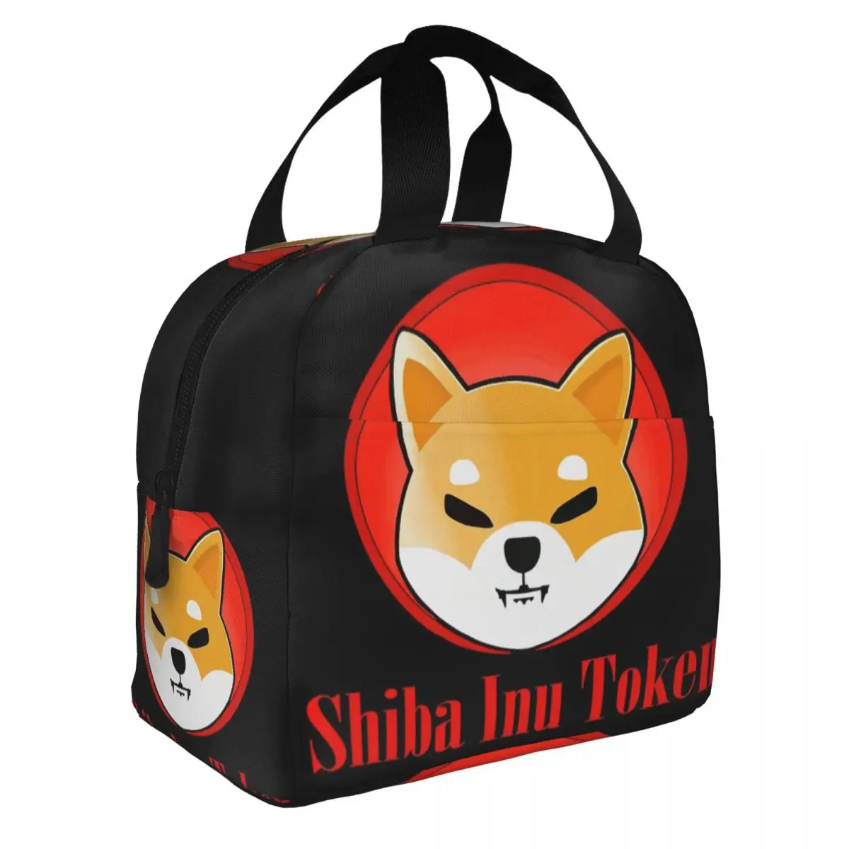 Dogecoin Shiba Inu Token  Lunch Bento Bags Portable Aluminum Foil thickened Thermal Cloth Lunch Bag for Boys and Girls