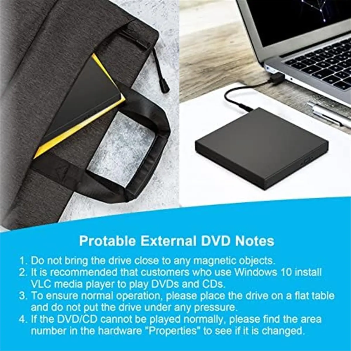 Фото [VALUE PACK] Внешний оптический DVD-привод USB 3.0 для записи Blu-Ray, проигрыватель/записыватель BD-RE/ROM, 3D Blu-Ray плеер для / OS №4