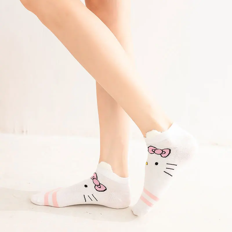 

Kawaii Cute Cartoon Anime Sanrios Girl Cotton Socks Hello Kitty Summer Student Shallow Mouth Boat Socks Socks Birthday Gift