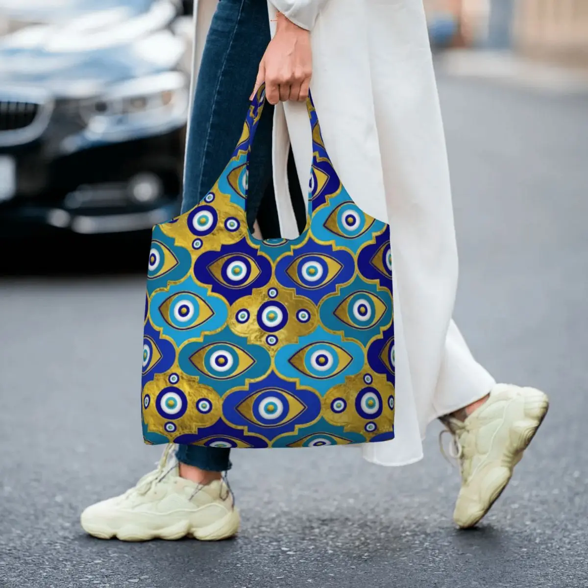 

Сумки для покупок с изображением сглаза, женская уличная одежда, Студенческая сумка, модные эстетические тканевые сумки