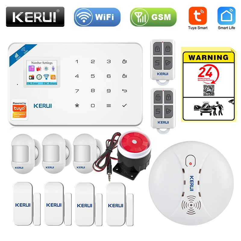 KERUI TFT Color Screen W181 WIFI GSM Alarm System Home Safety Call Push APP Remote Control Wireless Anti-pet PIR Sensor Alarm