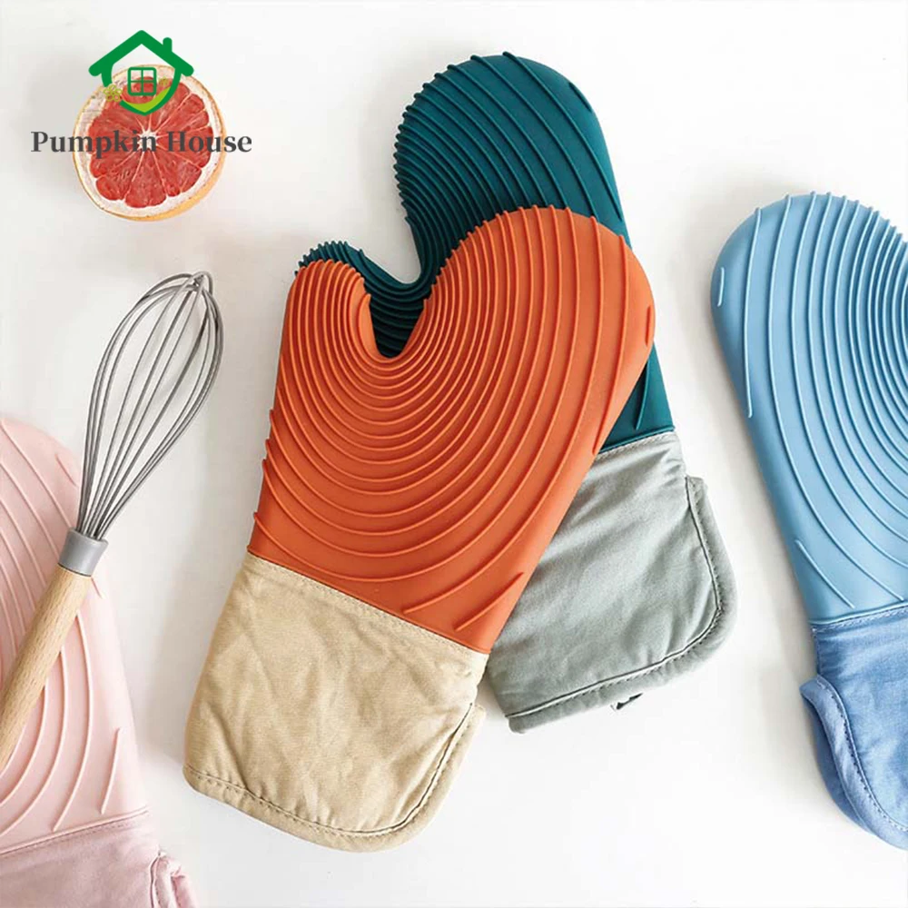 

Силиконовые хлопковые водонепроницаемые и изолированные перчатки, нескользящие перчатки для печи, 1 шт.