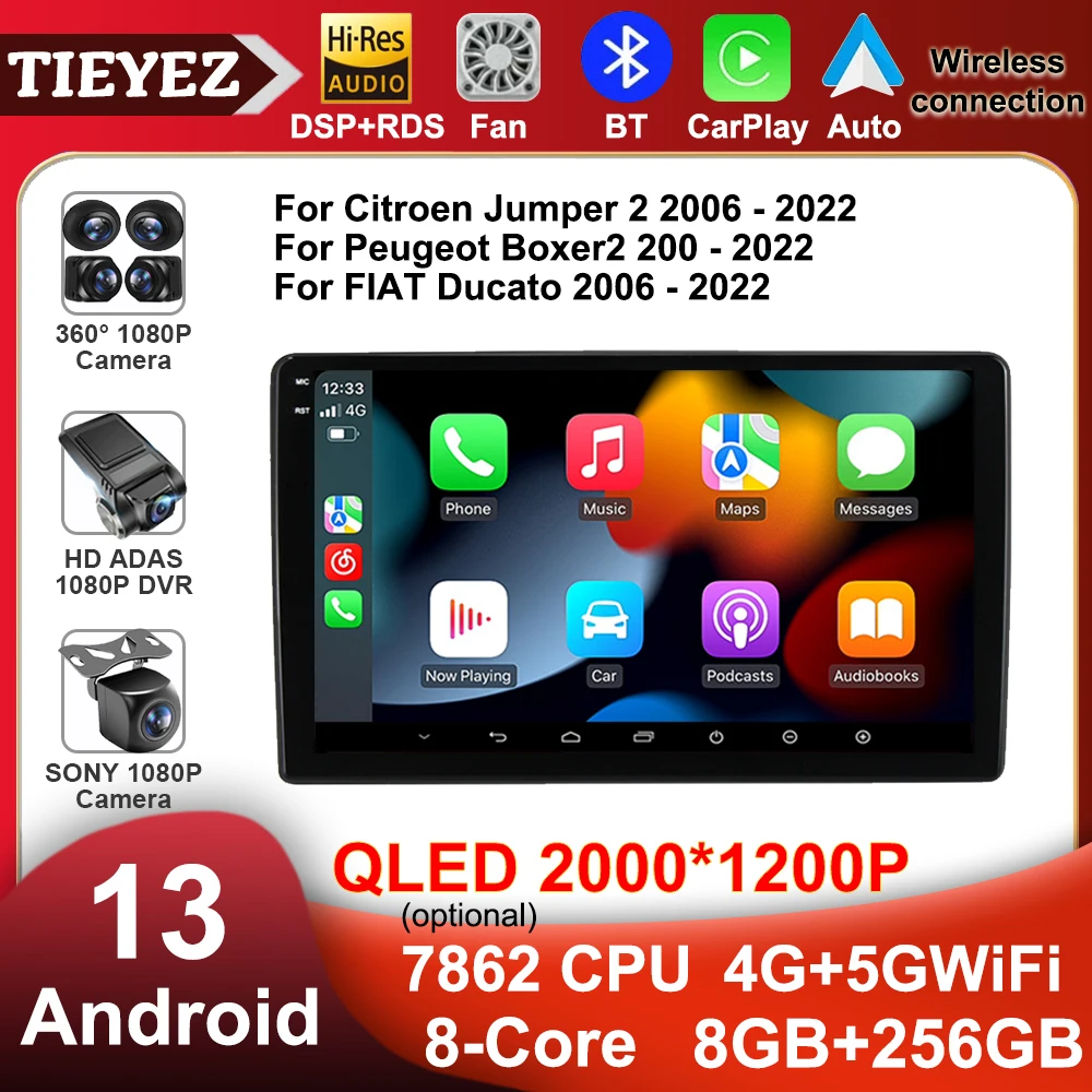 

9 Inch Android 13 Car Radio For Citroen Jumper/Peugeot Boxer/FIAT Ducato 2006+ Multimedia Player Head Unit Tape Recorder Stereo
