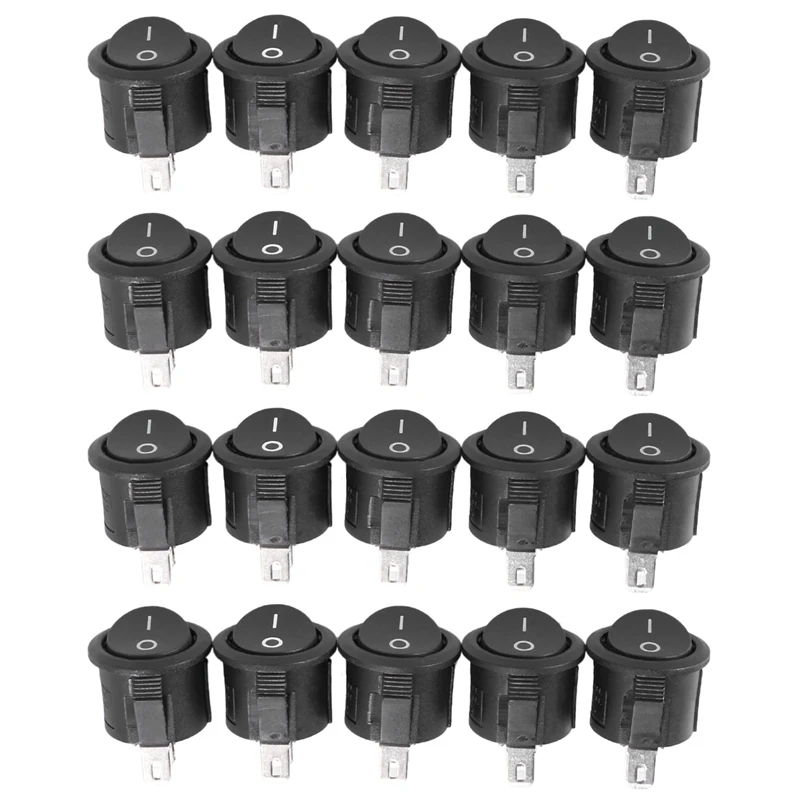 

20 шт., круглая клавишная переключатель, AC 6A/125V 3A/250V